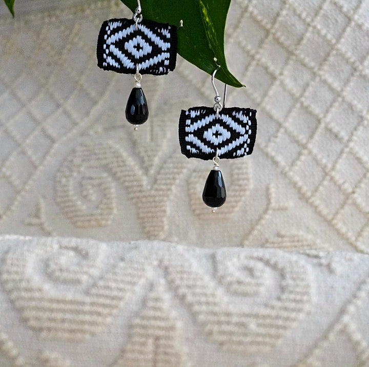 orecchini onice e broccato 