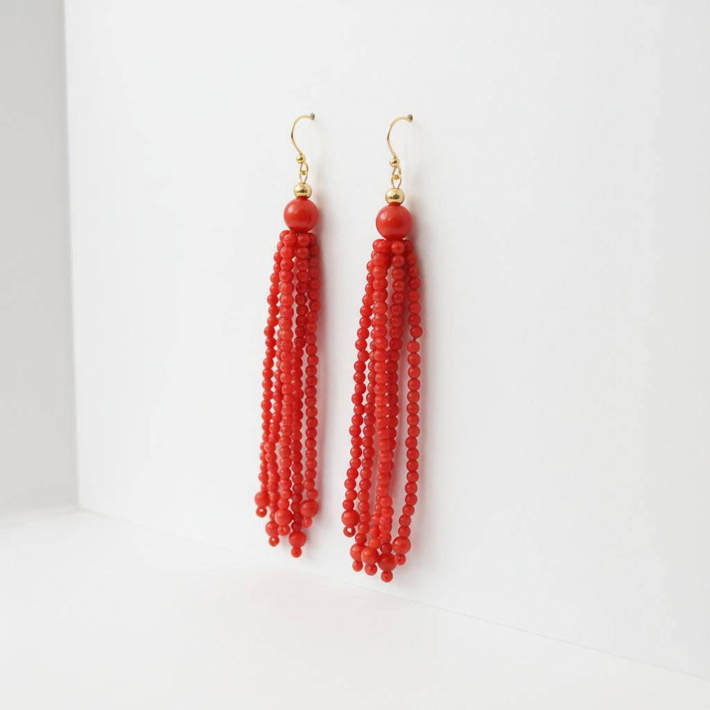 orecchini corallo rosso naturale del mediterraneo