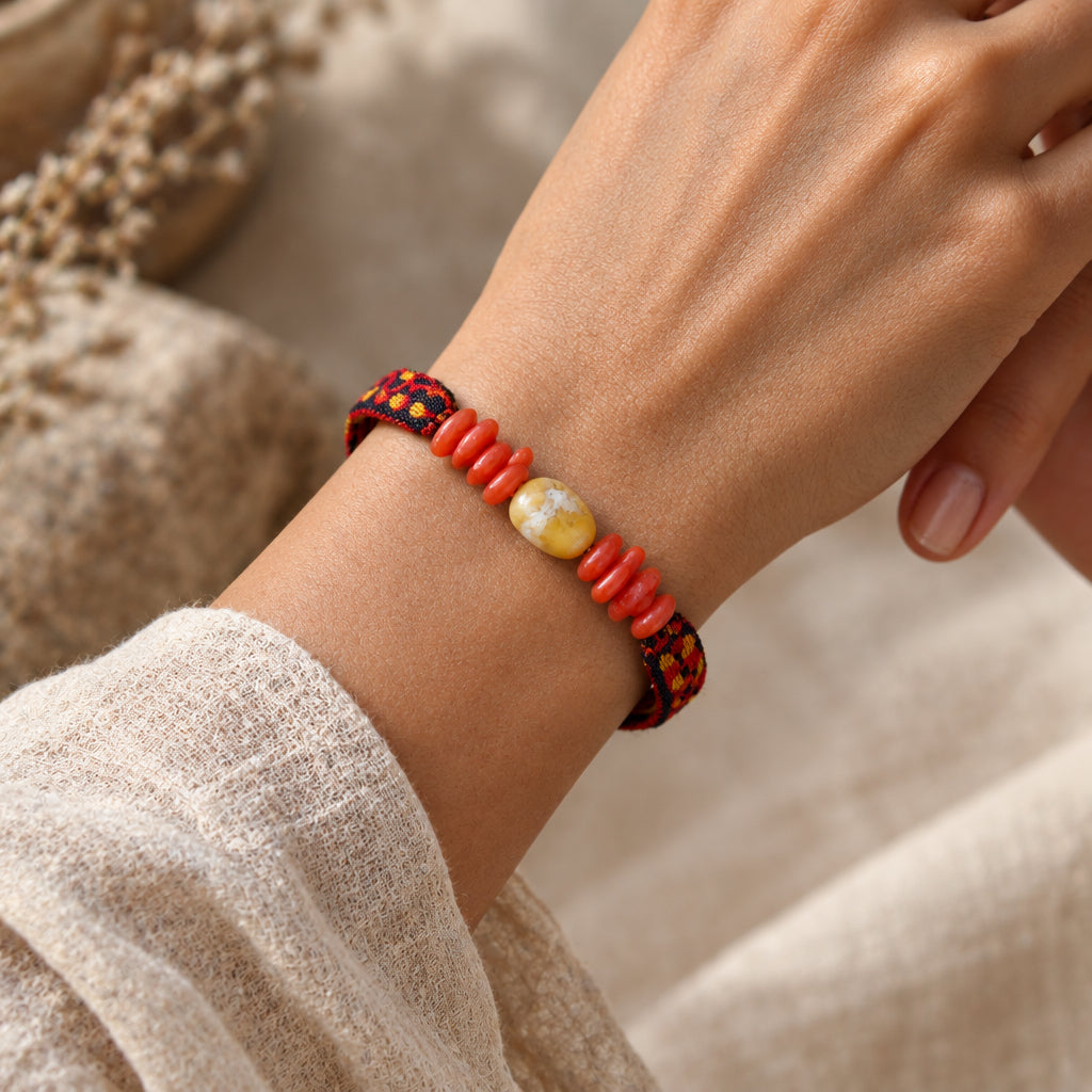 BRACCIALE CORALLO E AMBRA
