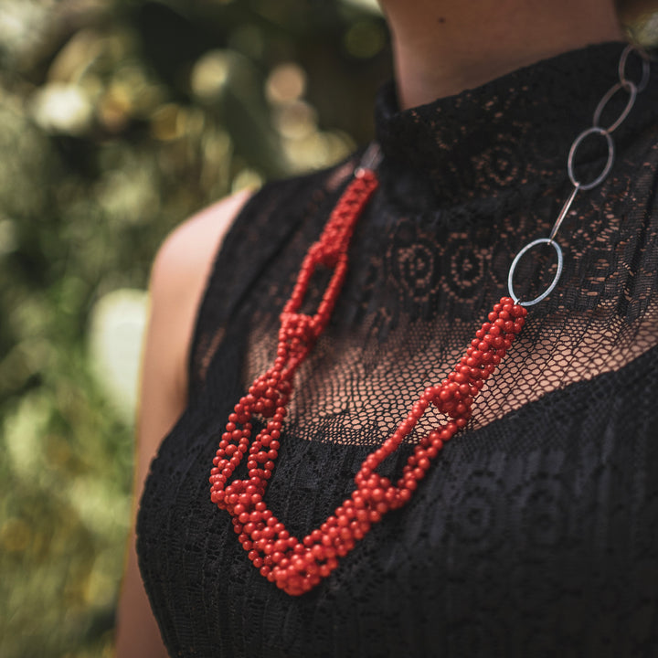 Collana di corallo e argento gorallgioielli