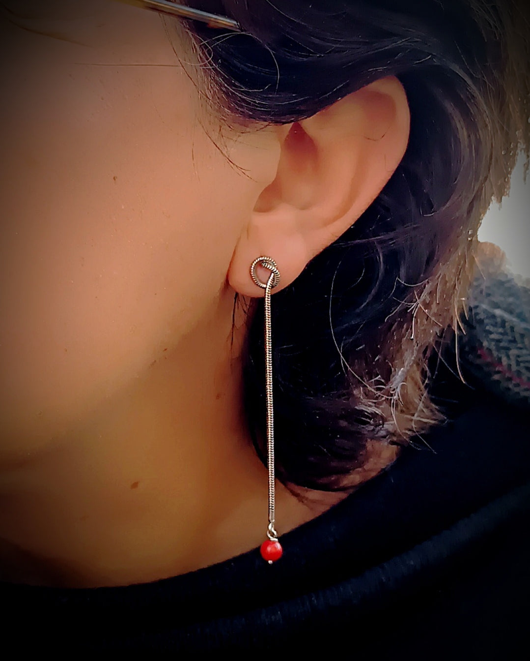 SUSSURRO DI CORALLO | ORECCHINO PENDENTENTE ARGENTO E CORALLO GORALgioielli