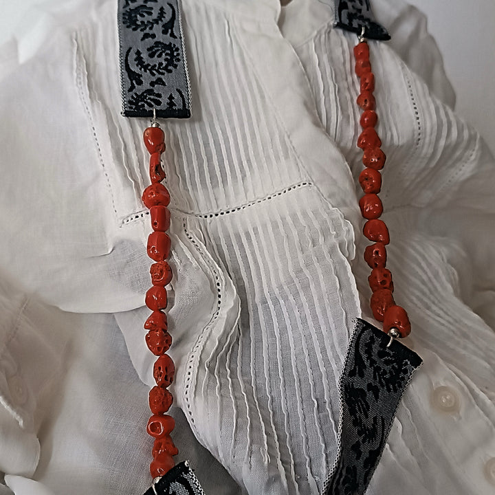 MARIA-girocollo corallo e broccato