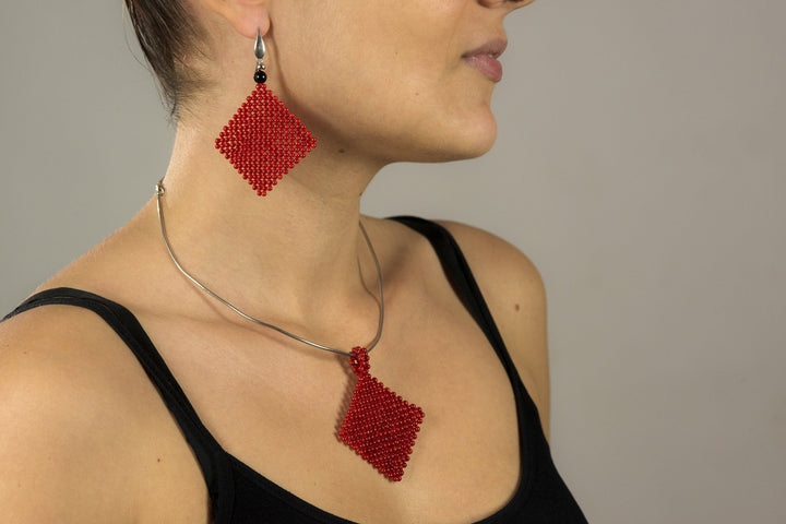 Orecchini a rombo di corallo sardo naturale gorallgioielli