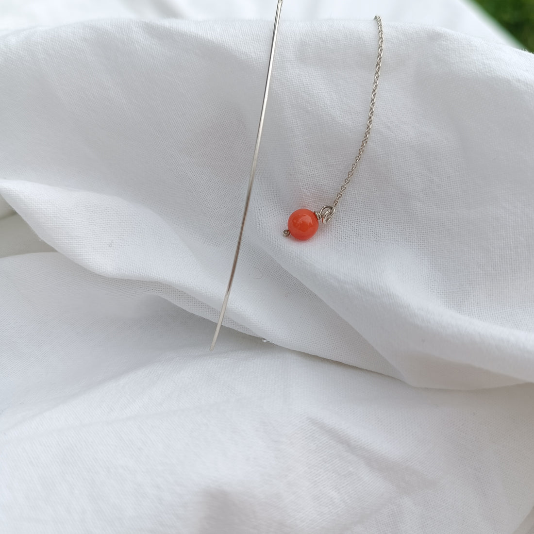 Orecchini lunghi argento e corallo