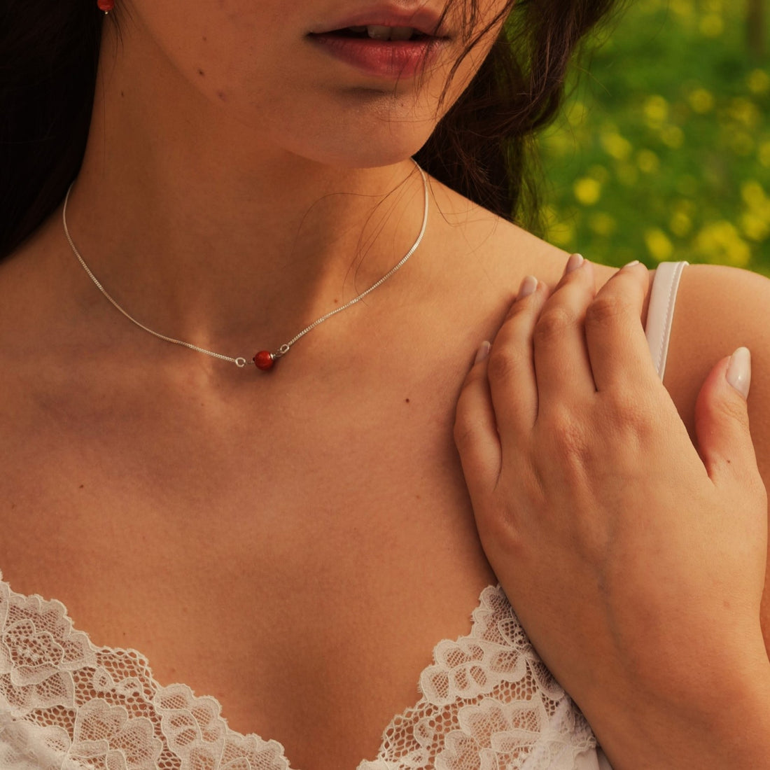 ALBA RUBRUM- Collana argento e corallo