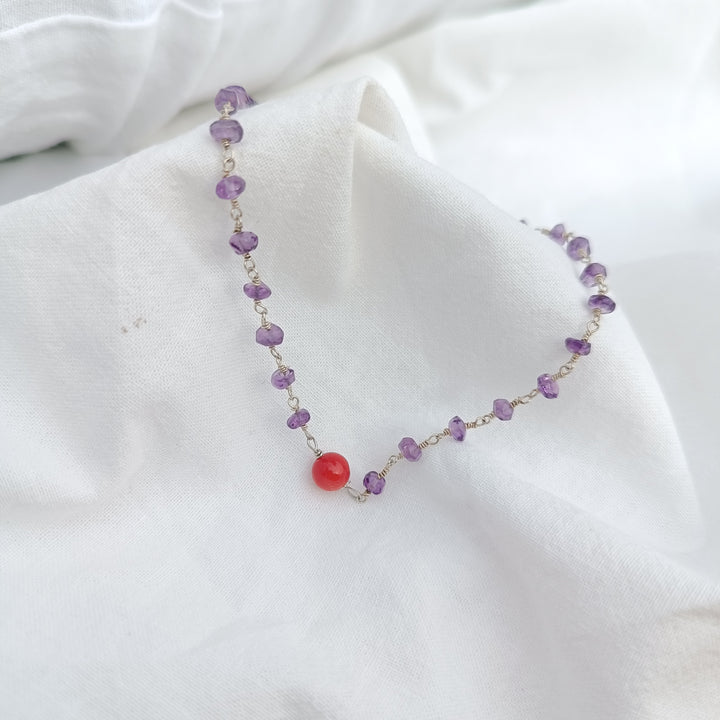 girocollo e ametista e corallo