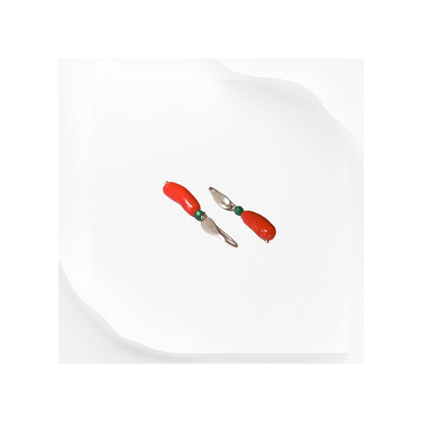 BASOLU Orecchini corallo e agata verde GORALgioielli