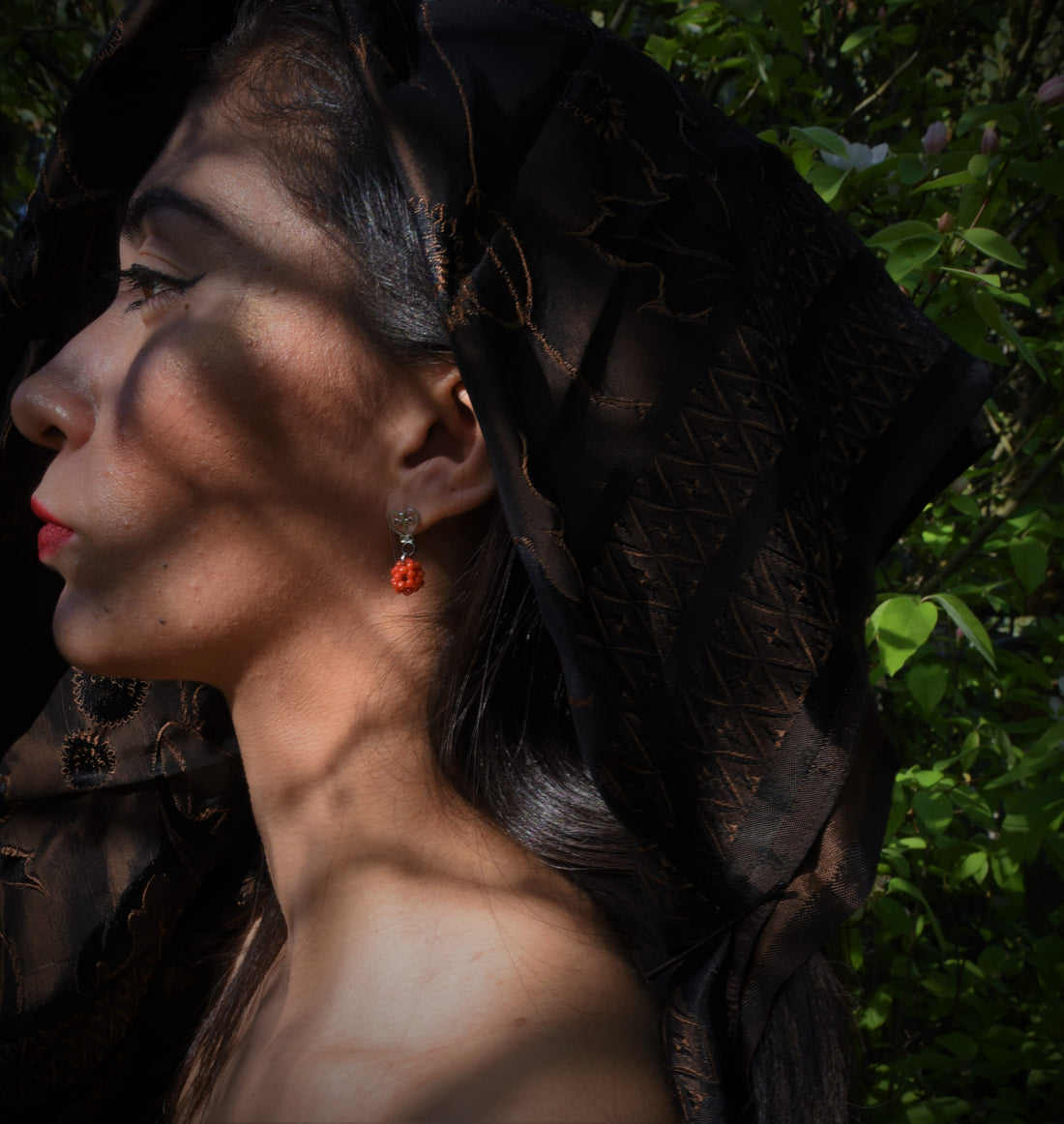  Orecchini filigrana e corallo rosso del Mediterraneo