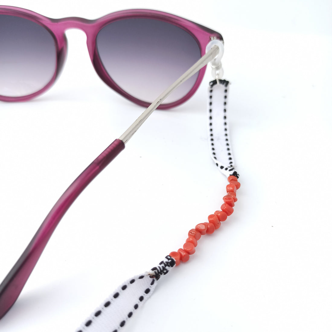 Catenella in corallo e broccato bianco gorallgioielli