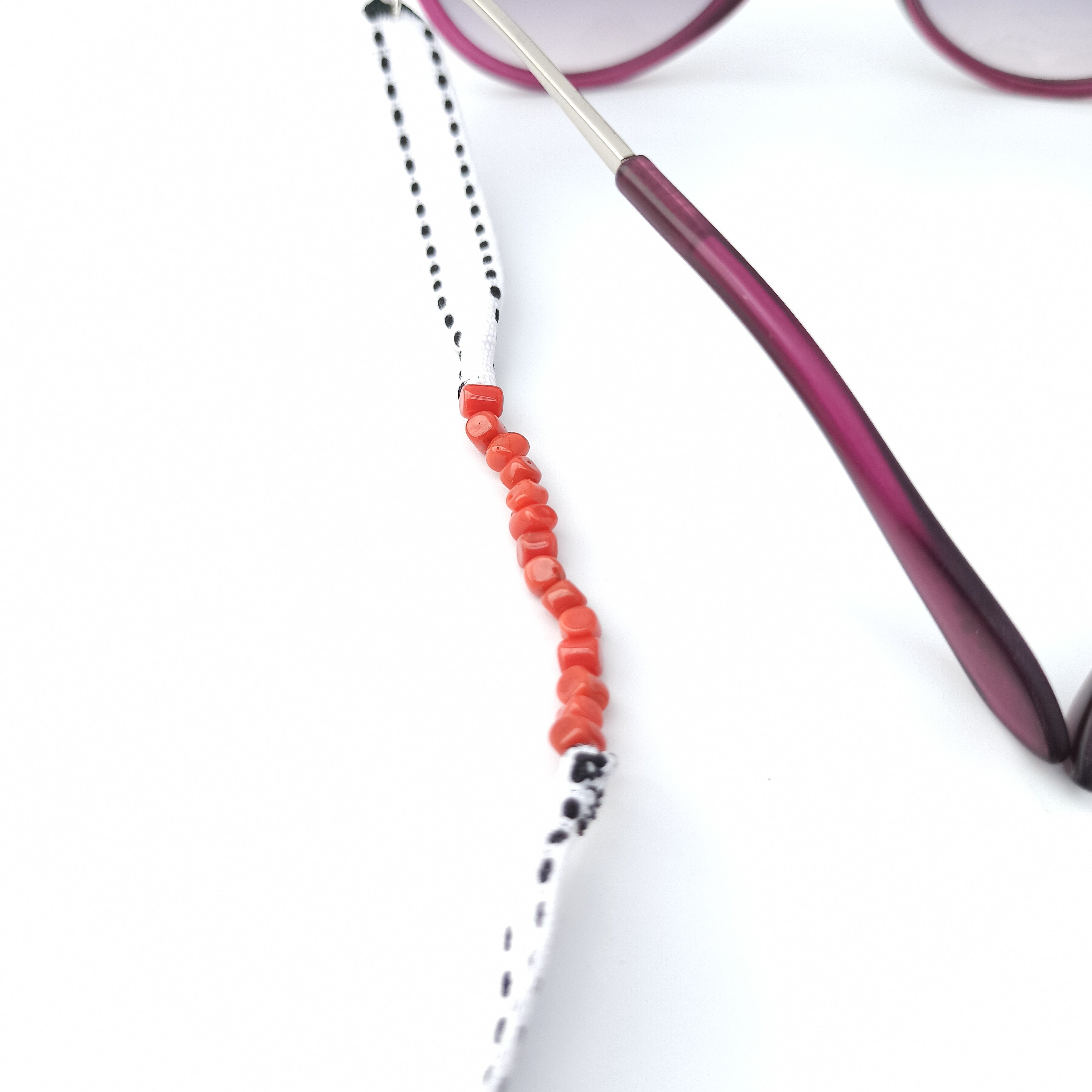 Catenella in corallo e broccato bianco gorallgioielli