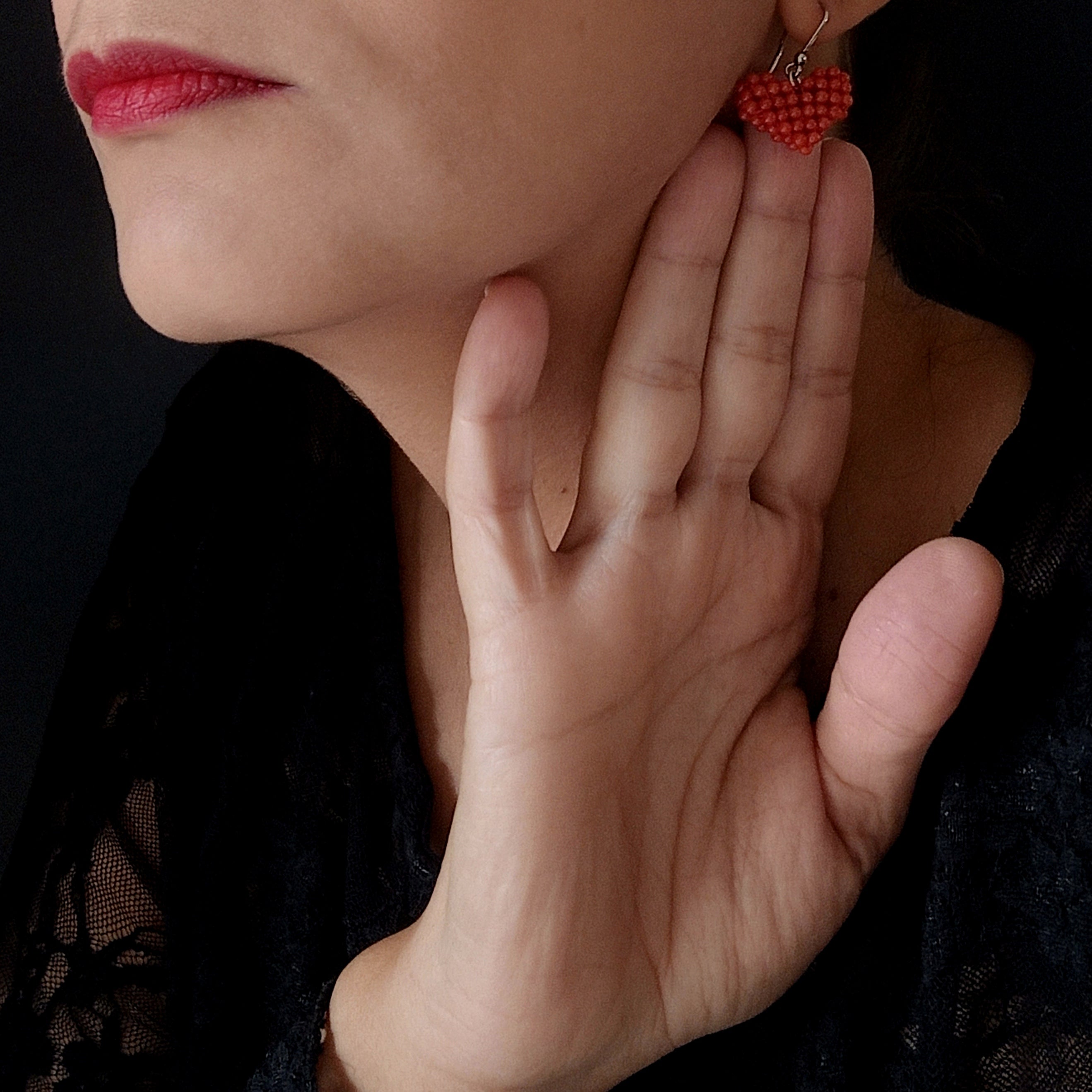 Coromeu. Orecchini cuore di corallo GORALgioielli