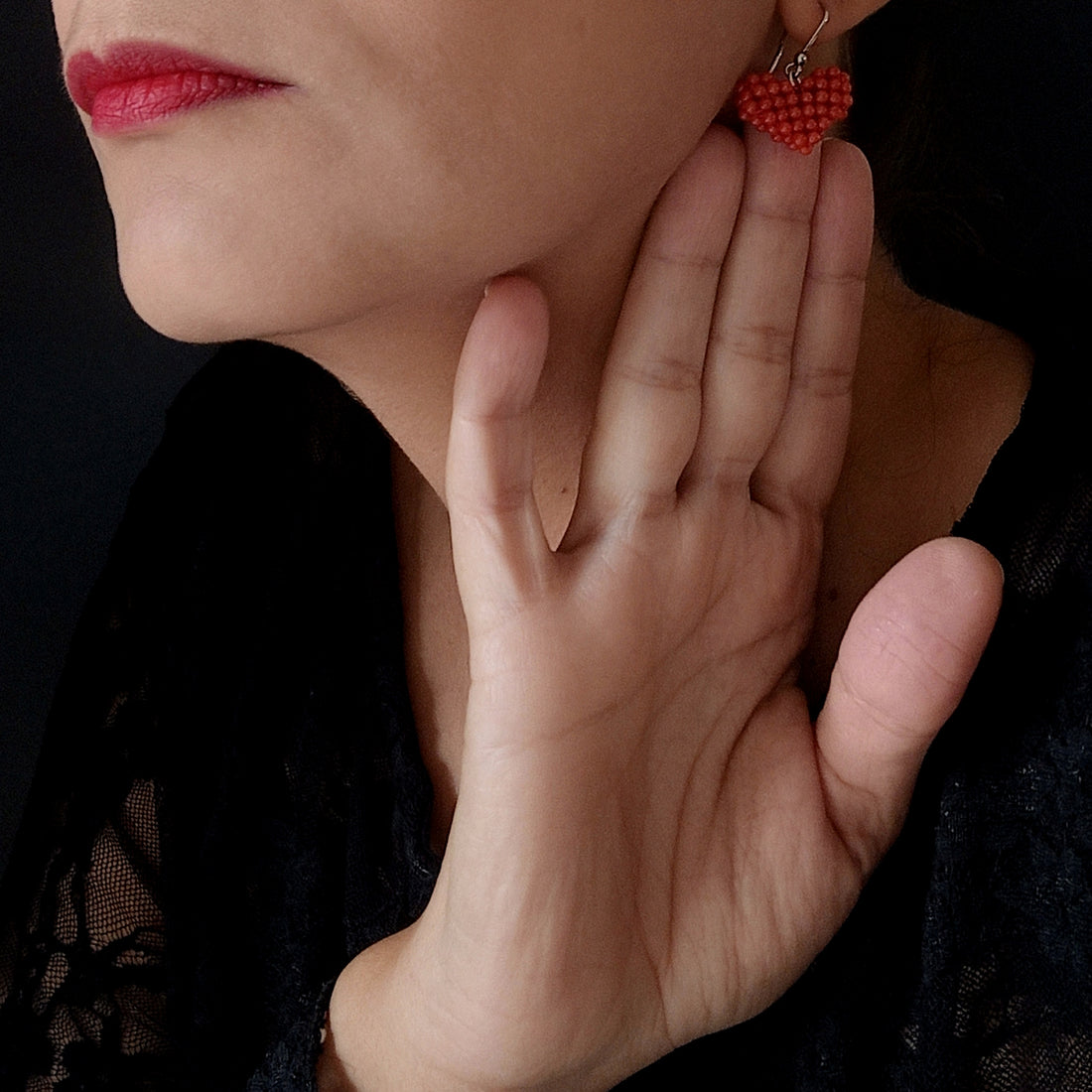 Coromeu. Orecchini cuore di corallo GORALgioielli