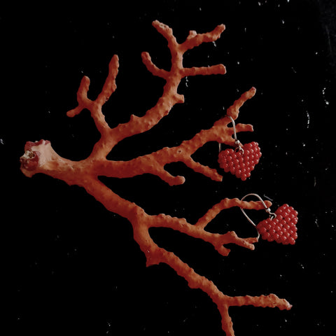 Coromeu. Orecchini cuore di corallo GORALgioielli